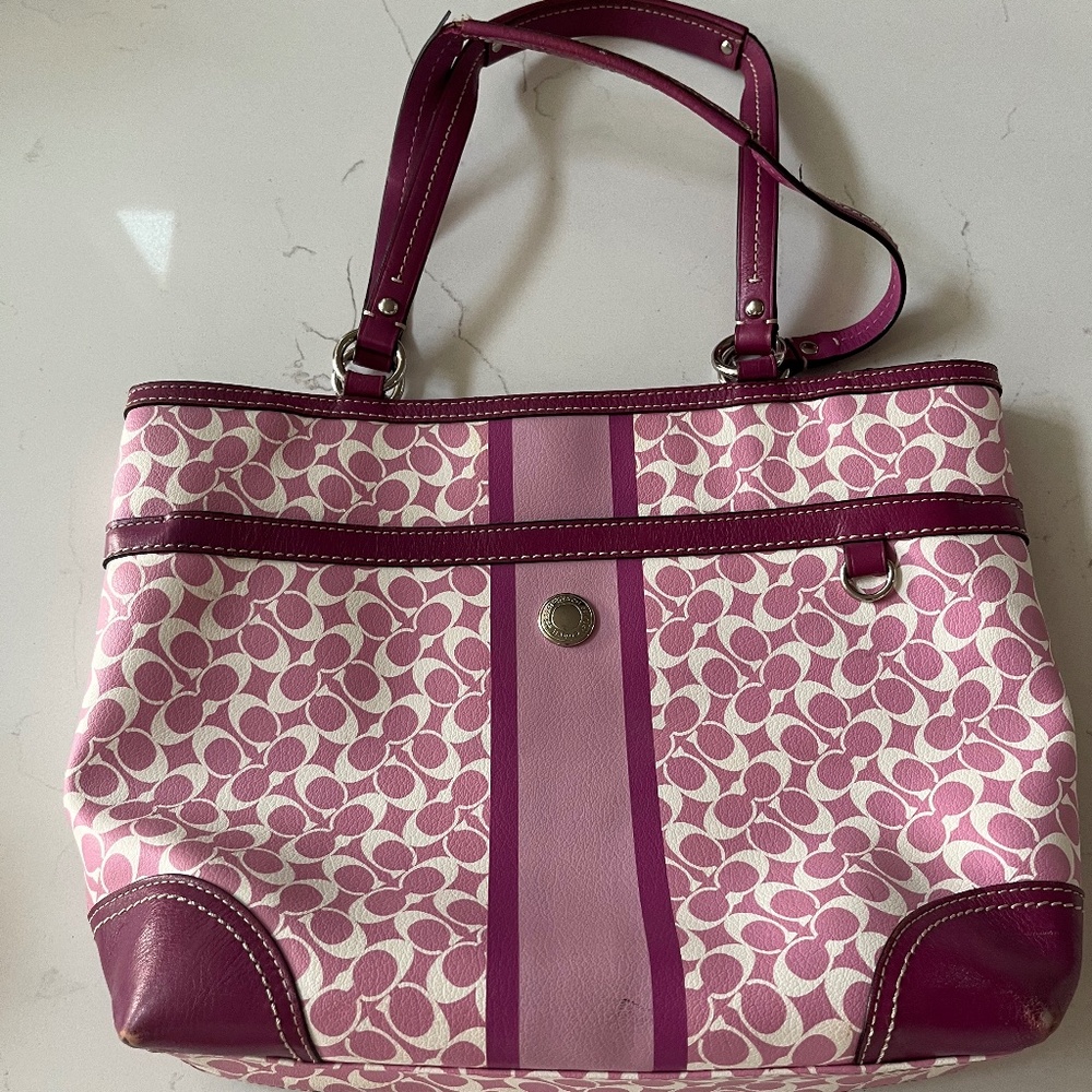 Coach 2010 Heritage Pink/Purple Shoulder Bag